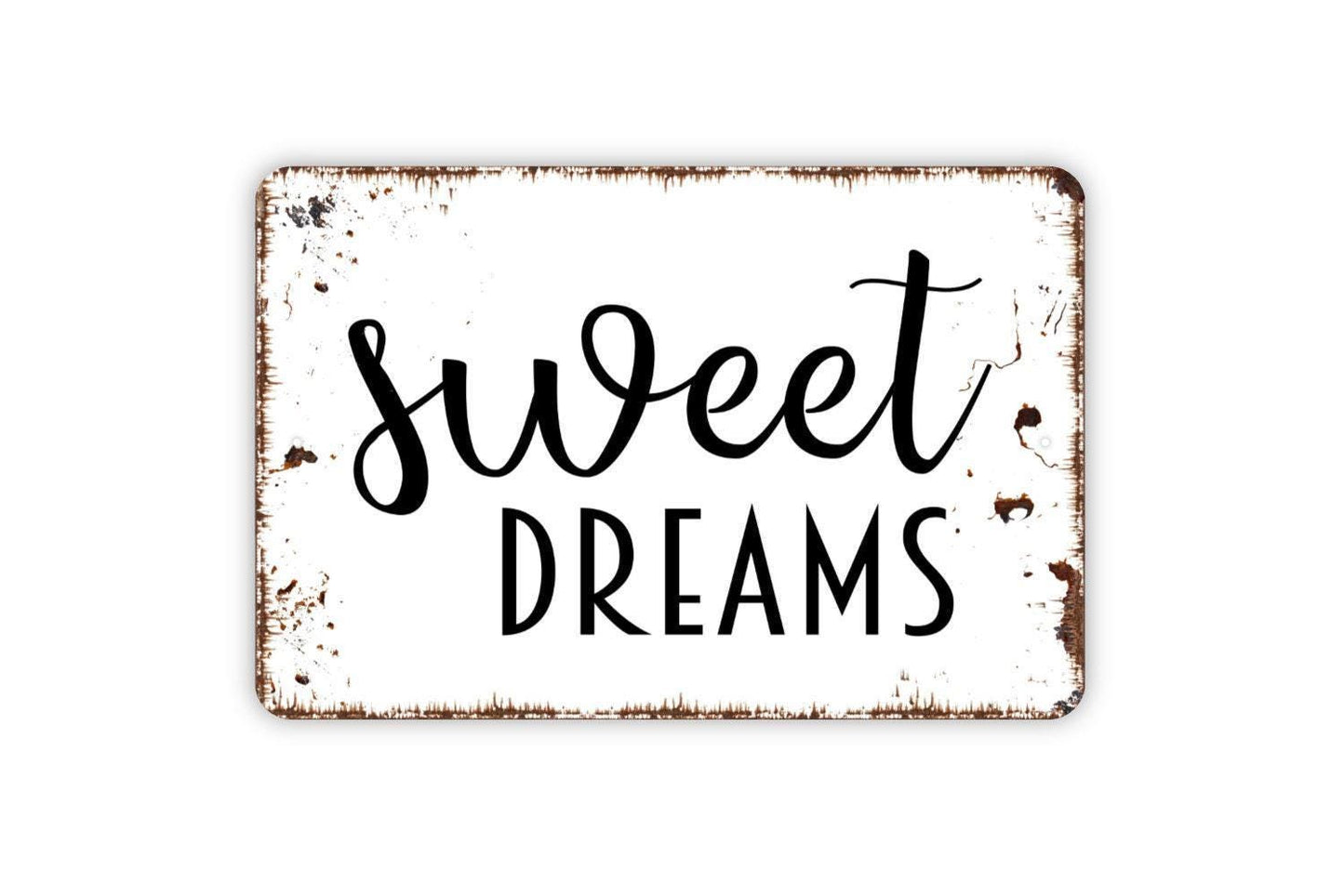 Sweet Dreams Sign – Bedroom Wall Art – Rustic Kids Room or Nursery Sign – Inspirational Quote Wall Sign – Metal Sign or Vinyl Sticker