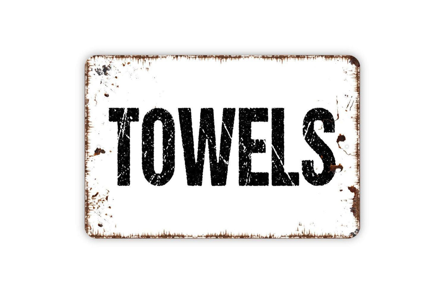 Towels Sign | Bathroom, Spa, Poolside, or Beach House Wall Sign | Functional Organization Metal Towels Sign or Vinyl Sticker Décor