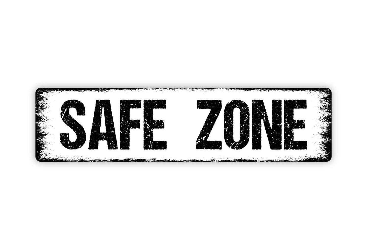 Safe Zone Sign - Relax Zen Safety Vinyl Sticker Or Street Metal Sign or Door Name Plate Plaque