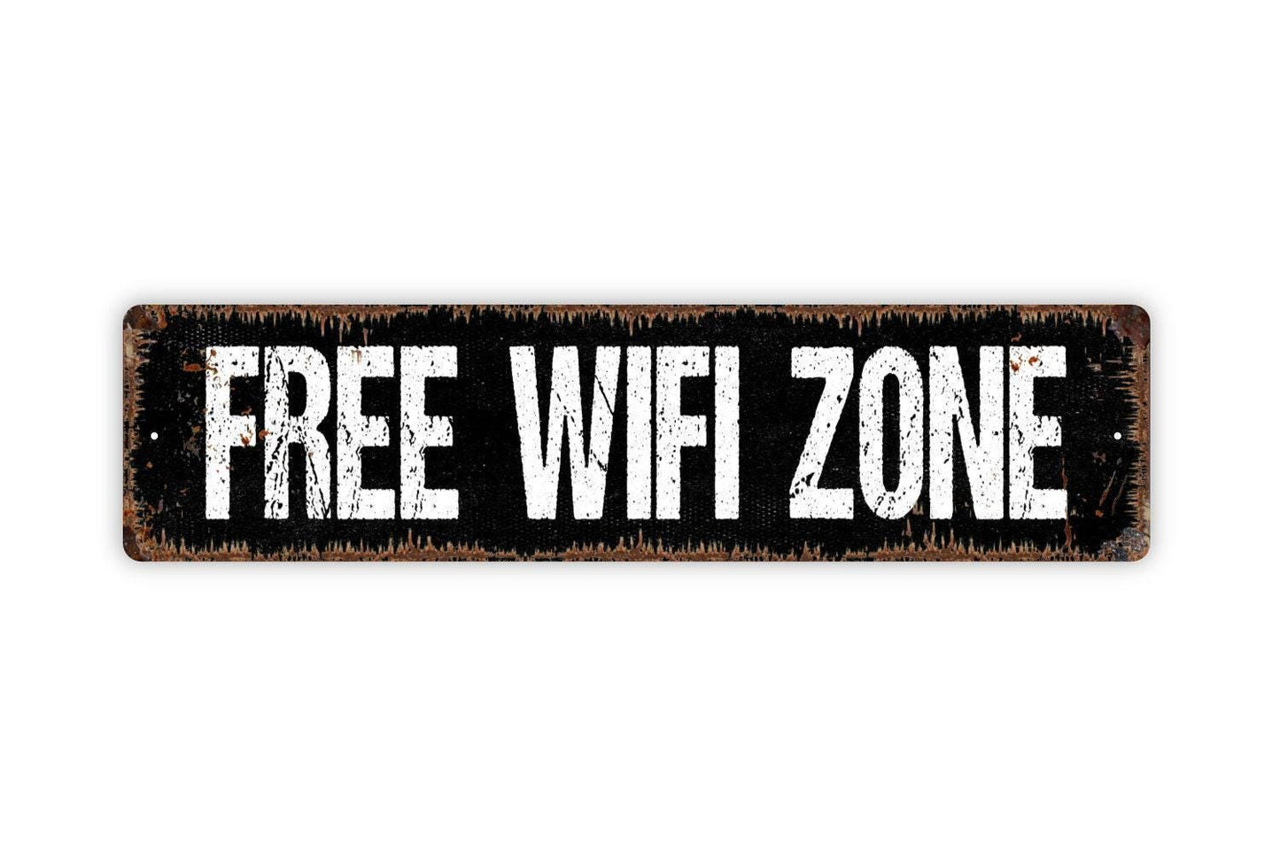 Free Wifi Zone Sign - Wireless Internet Small Business Complementary WIFI Vinyl Sticker Or Street Metal Sign or Door Name Plate Plaque