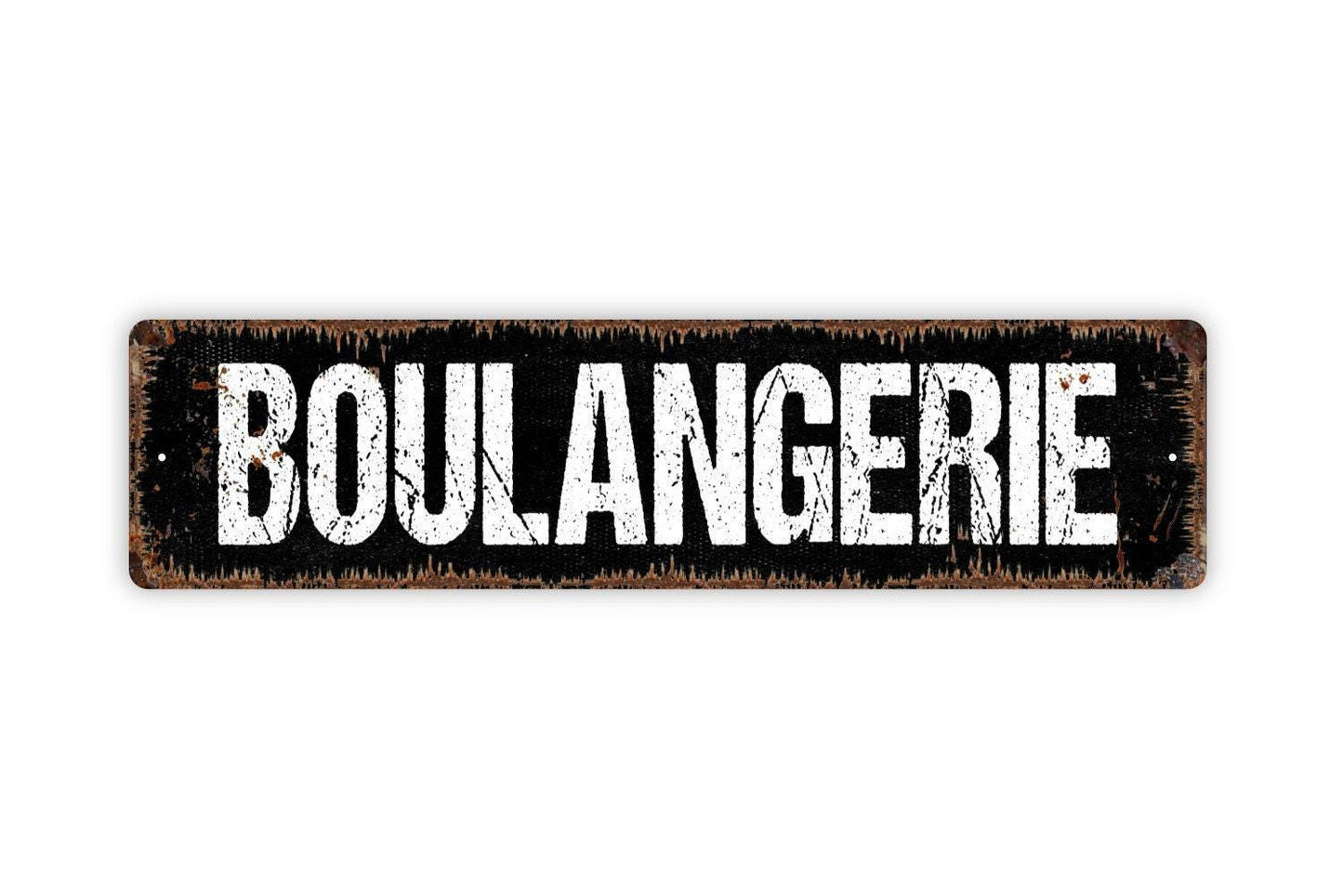 Boulangerie Sign - French Bakery Chef Baked Goods Kitchen Pantry Cafe Vinyl Sticker Or Street Metal Sign or Door Name Plate Plaque
