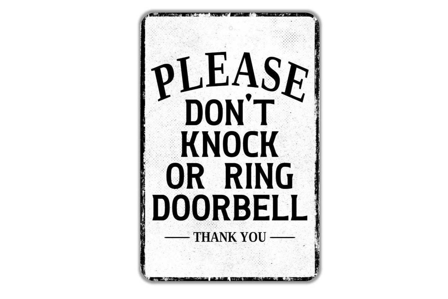 Please Don’t Knock or Ring Doorbell Thank You Sign Metal Wall Art or Vinyl Sticker for Front Door, Entryway, Baby Sleeping, Do Not Disturb