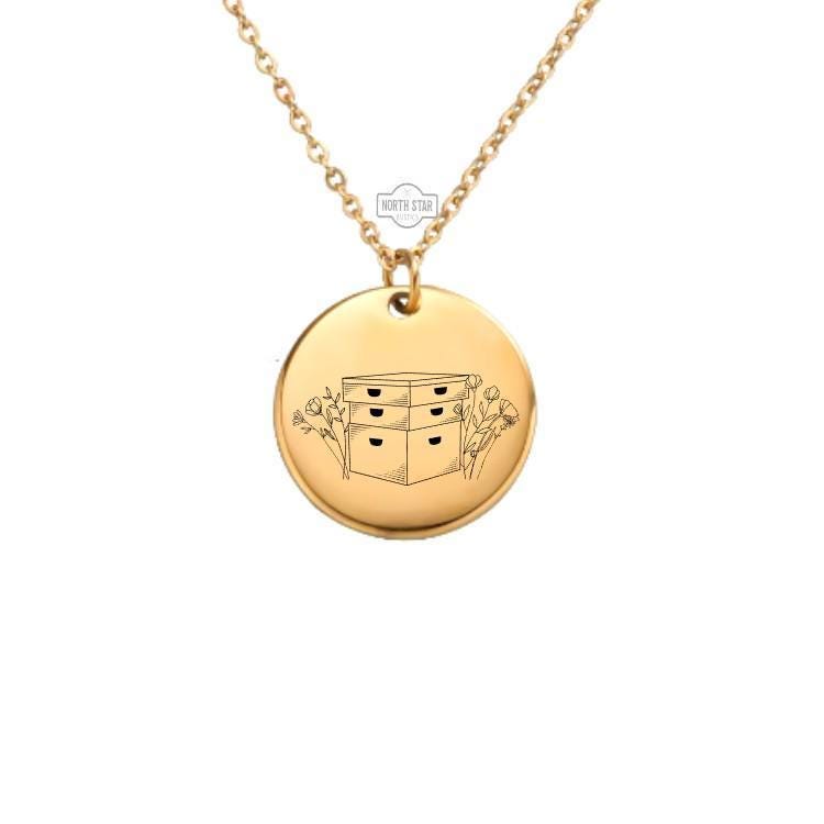 Beehive Necklace or Keychain – Personalized Bee Lover or Nature Gift in Gold or Silver, Hive Charm for Her or Him - Beekeeper Gift