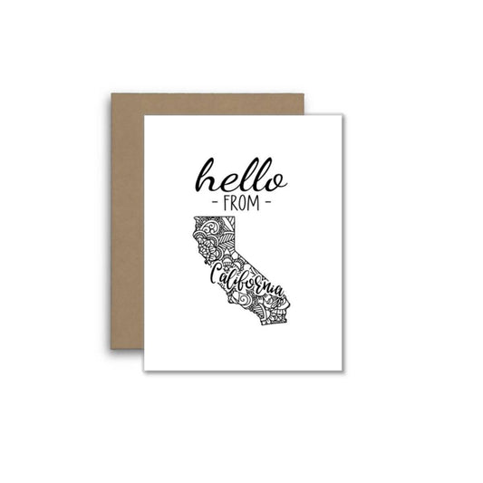 Hello from California – Boho Mandala State Outline Card