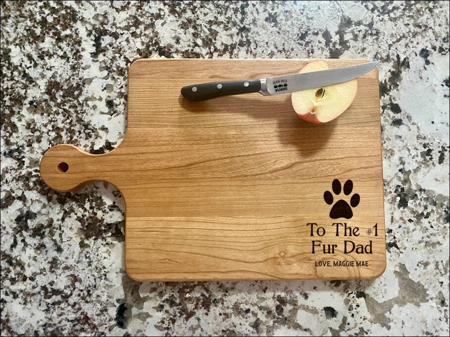 To The #1 Fur Dad Cutting Board | Dog Cat Charcuterie Board | Custom Serving Tray | Personalized Pet Owner Gift | Furry Friends