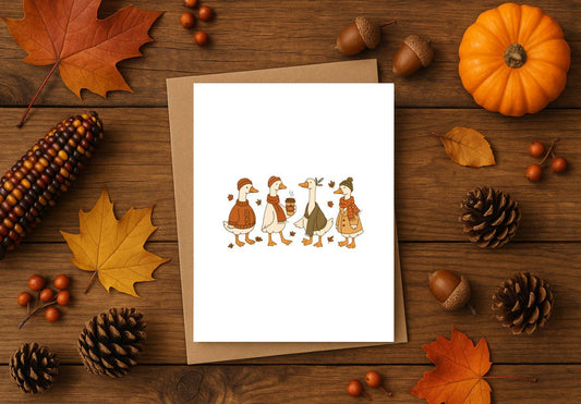 Fall Goose Card – Cute Autumn Greeting Card with Cozy Goose