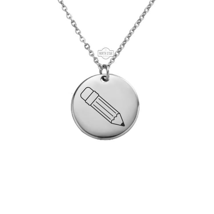 Pencil Necklace or Keychain – Personalized Teacher or Writer Gift in Gold or Silver, Creative Charm for Her or Him