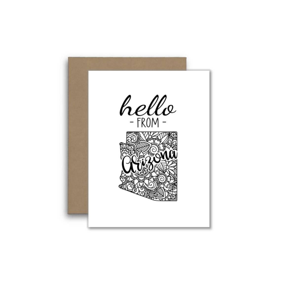 Hello from Arizona – Boho Mandala State Outline Card