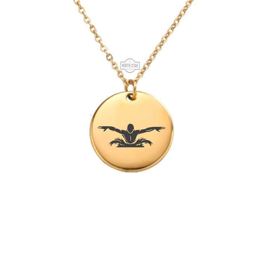 Swimmer Necklace – Gold or Silver Swim Charm – Personalized Athlete Gift – Swim Team or Pool Lover Jewelry – Keychain Available
