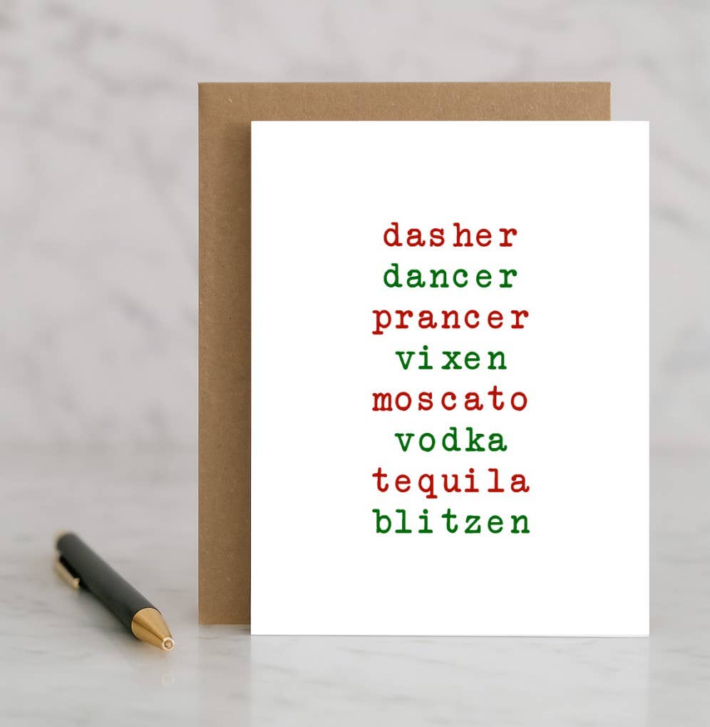 Funny Christmas Card for Wine and Cocktail Lovers