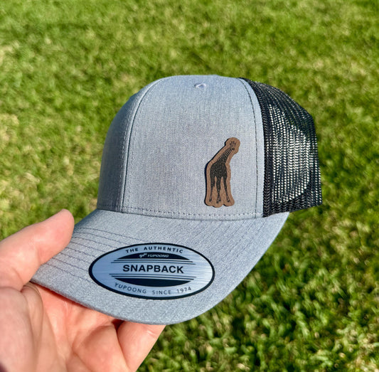 Giraffe Hat – Snapback Trucker Hat with Engraved Giraffe Patch, Wildlife Lover Gift, Zoo Animal Cap, Rustic Safari Style Hat