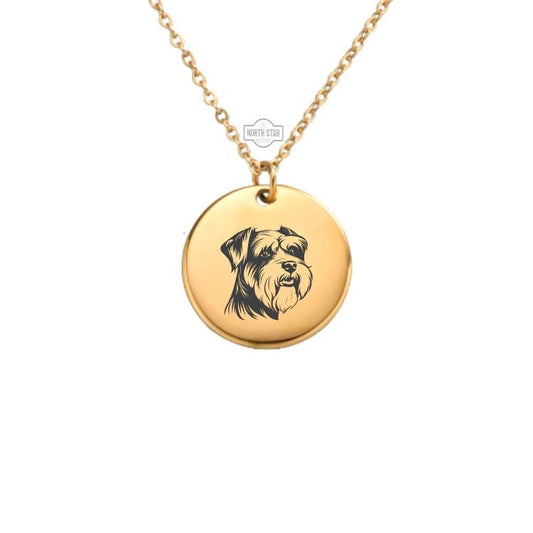 Schnauzer Dog Necklace - Puppy Gold or Silver Minimalist Dainty Engraved Custom Pendant Charm Jewelry - Personalized Gift For Her