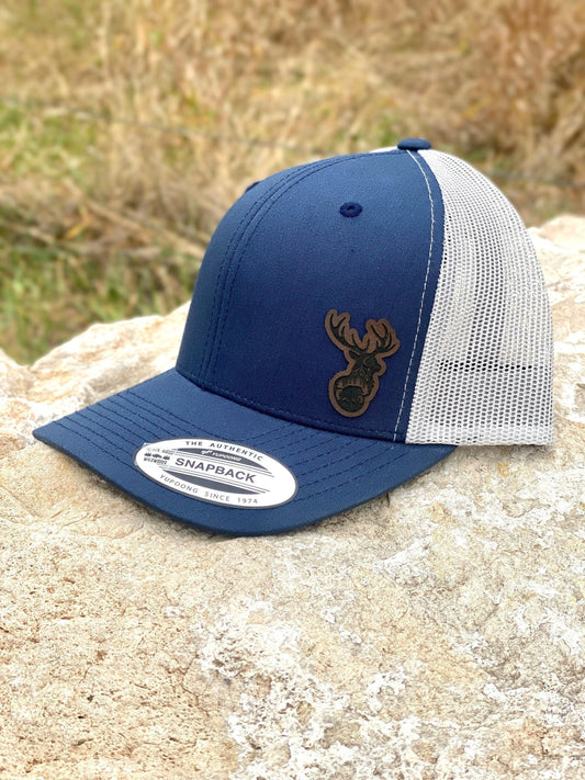 Buck Deer Hunting Scene  Hat – Snapback Trucker Cap – Engraved Forest Wildlife Patch – Outdoorsman Gift – Yupoong Mesh Hat