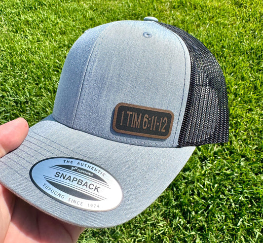 1 Timothy 6:11-12 Bible Verse Hat – Christian Faith Snapback Trucker Hat with Scripture – Inspirational Cap for Men or Women