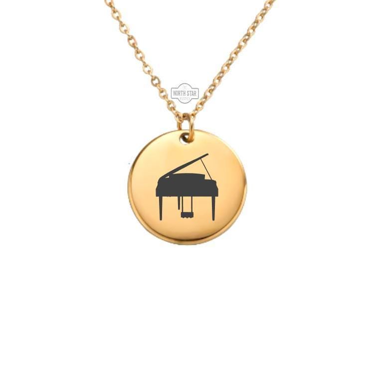 Piano Necklace or Keychain – Music Lover Pendant Gift for Her or Him, Personalized Music Jewelry in Gold or Silver