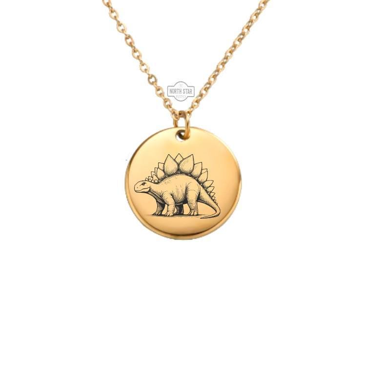 Stegosaurus Necklace – Gold or Silver Dinosaur Charm – Personalized Gift for Dino Lovers – Cute Jewelry – Keychain Option Available