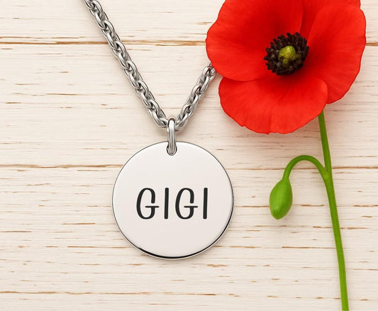 Gigi Necklace – Gold or Silver Charm for Grandma – Personalized Gift from Grandkids – Family Jewelry – Keychain Option Available