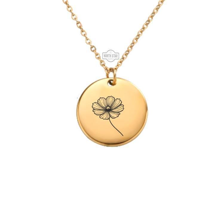Cosmos Birth Flower Necklace – October Gold or Silver Floral Charm – Personalized Jewelry Gift – Dainty Flower – Keychain Available