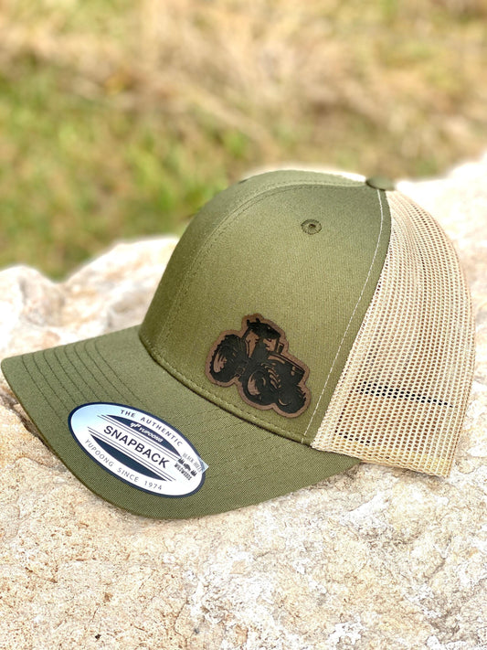 Tractor Snapback Trucker Hat – Leatherette Patch Farm Hat – Farmer Gift – Country Trucker Cap – Agriculture Hat for Him