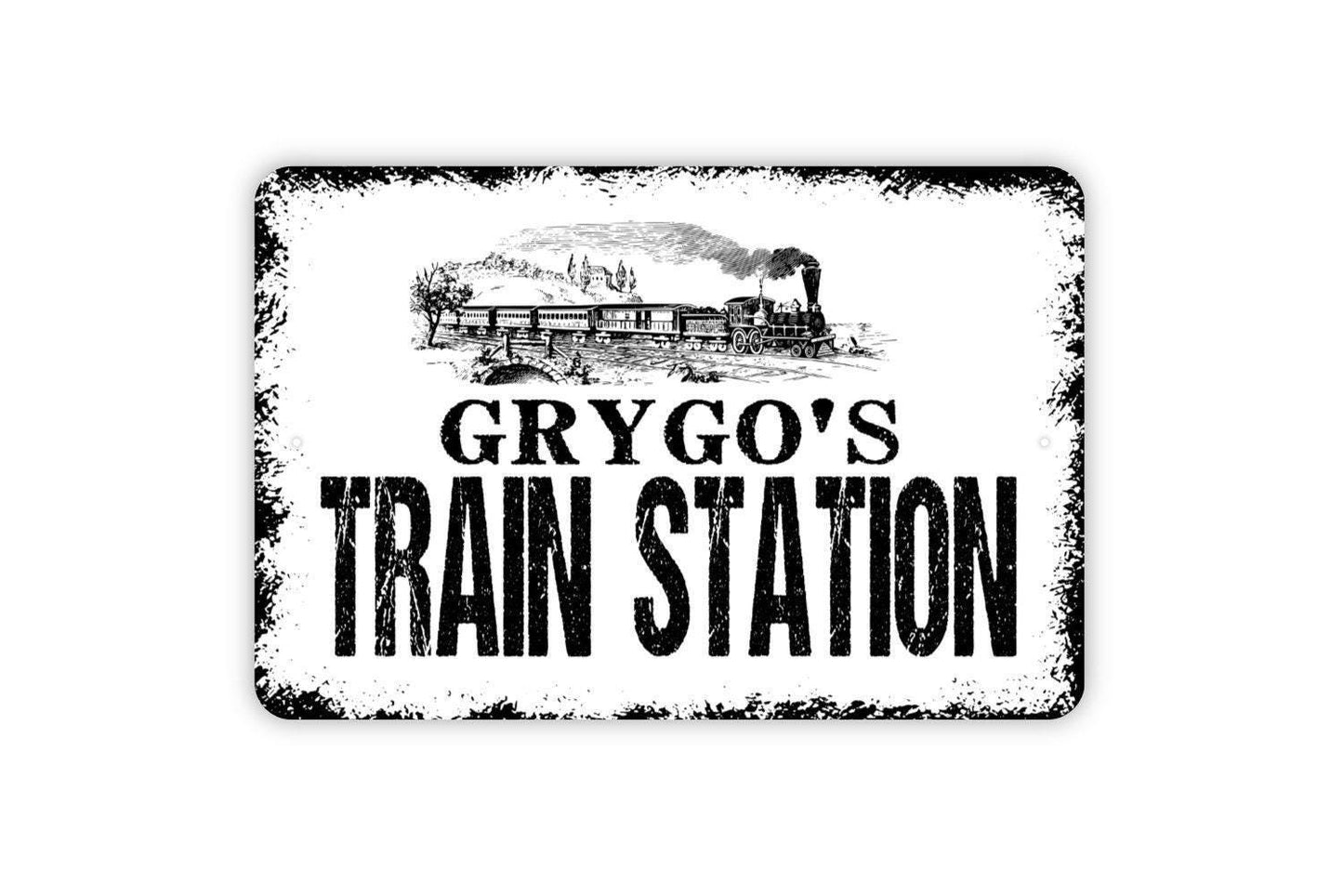 Personalized Train Station Sign - Custom Metal Wall Art