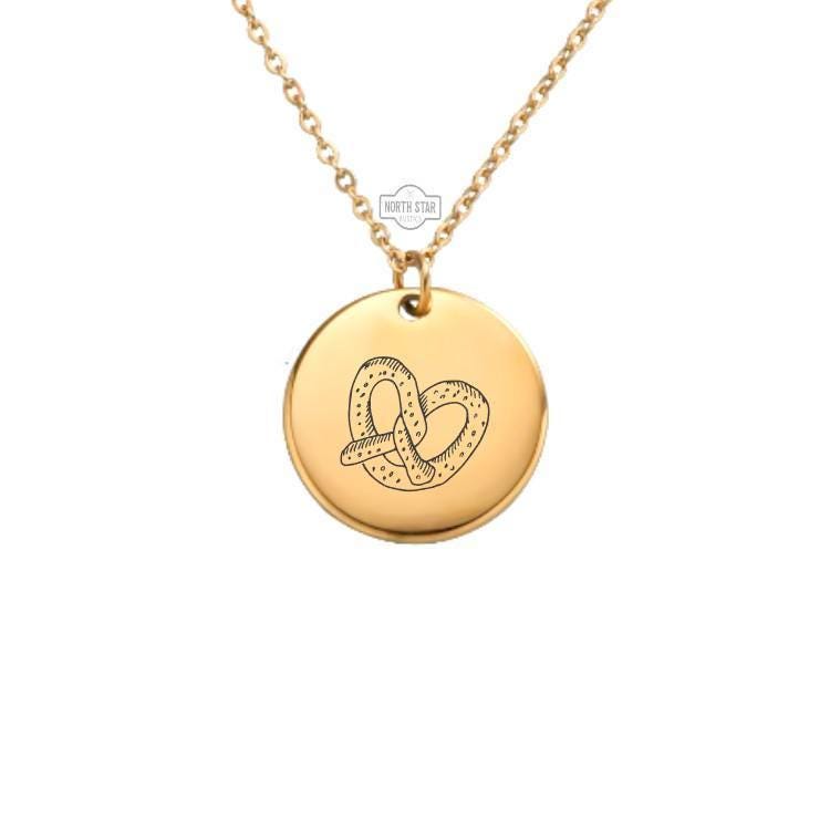 Pretzel Necklace or Keychain – Snack Lover Gift for Her or Him, Personalized Food Jewelry in Gold or Silver - Fun Food Jewelry