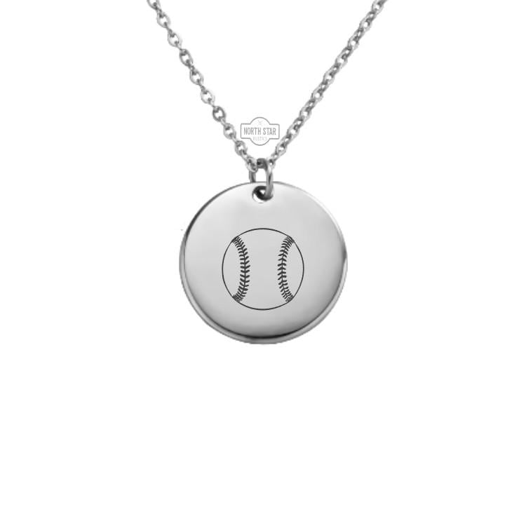 Softball Necklace - Sports Mom Gold or Silver Minimalist Dainty Engraved Custom Pendant Charm Jewelry