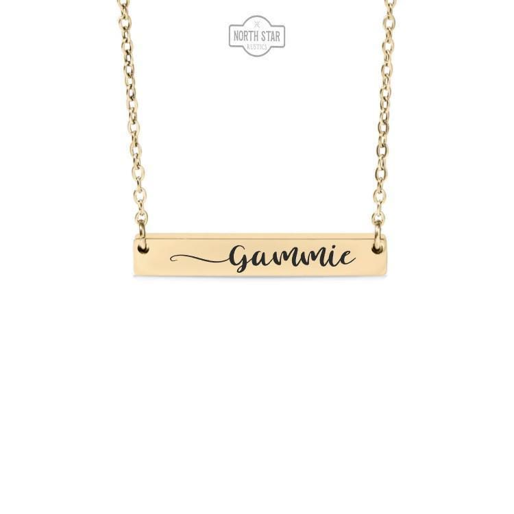 Gammie Bar Necklace or Keychain – Gift from Grandkids – Engraved Jewelry for Grandma – Sweet and Simple Family Keepsake