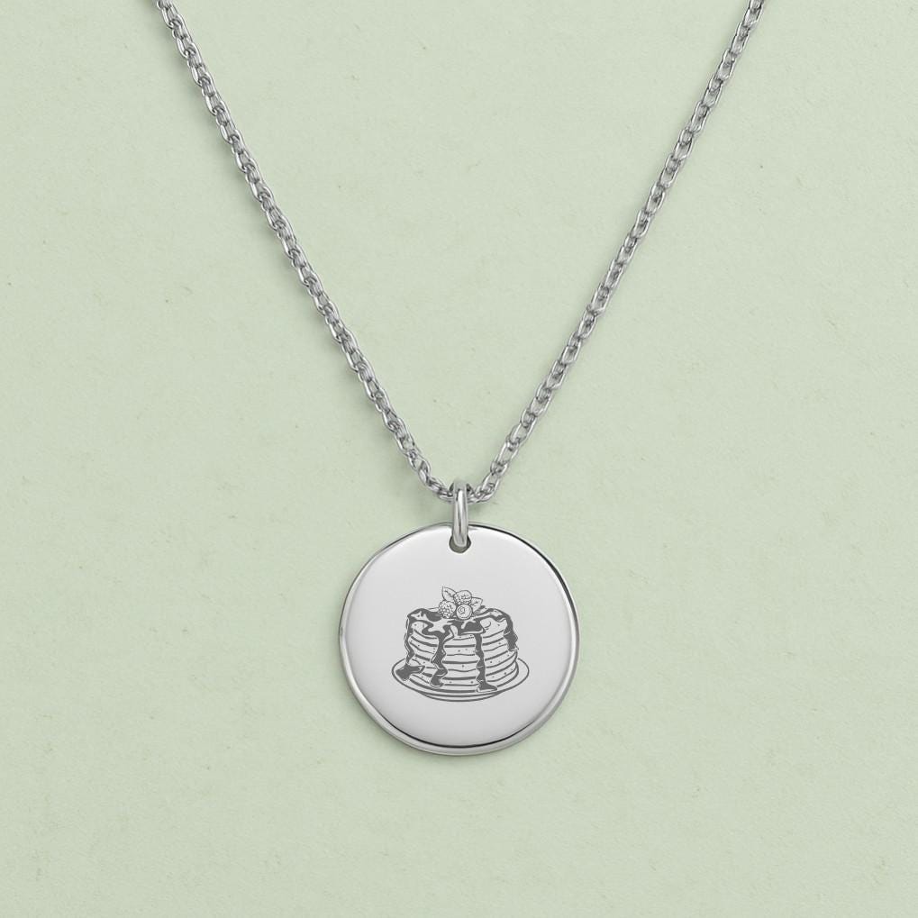 Pancakes Keychain – Stainless Steel Breakfast Charm – Personalized Foodie Gift – Cute Stack Key Ring – Matching Necklace Available