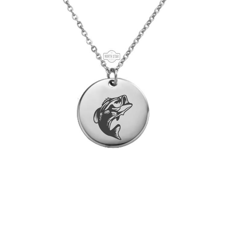 Bass Fish Necklace – Gold or Silver Fishing Charm – Personalized Gift for Anglers – Outdoorsman Jewelry – Keychain Option Available