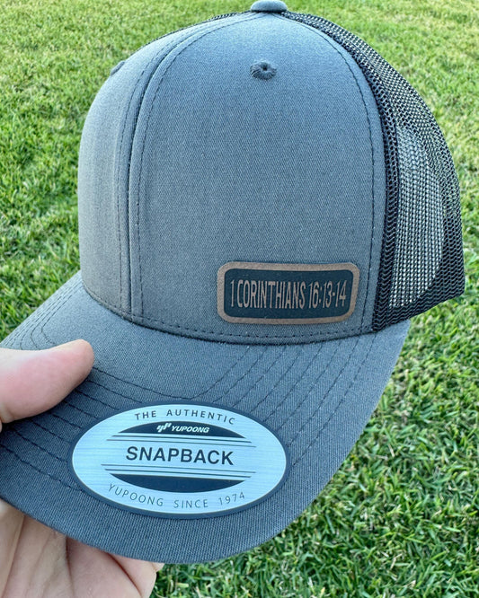 1 Corinthians 16:13-14 Bible Verse Hat – Christian Snapback Truck Hat with Scripture – Faith-Based Gift for Men or Women