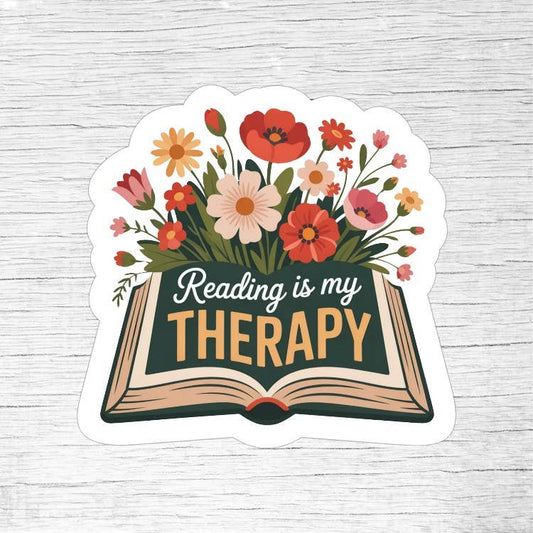Reading Is My Therapy – Relaxing Comfort Book Lover Sticker