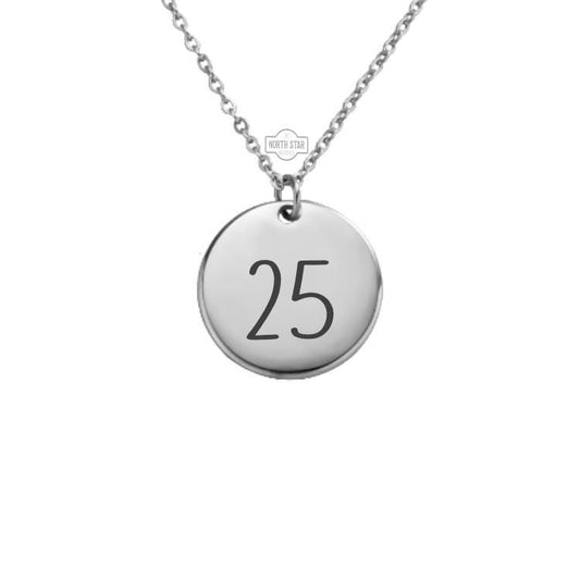 25 or Any Number Necklace - Birthday or Anniversary Personalized Jewelry - Engraved Custom Pendant Charm Keepsake - Minimalist Chain