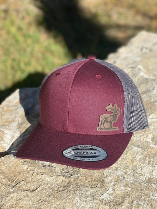 Elk Hat – Snapback Cap with Engraved Elk Silhouette Design, Outdoorsman Gift, Hunting Mesh Hat, Wildlife Lover Cap, Patch Trucker Hat