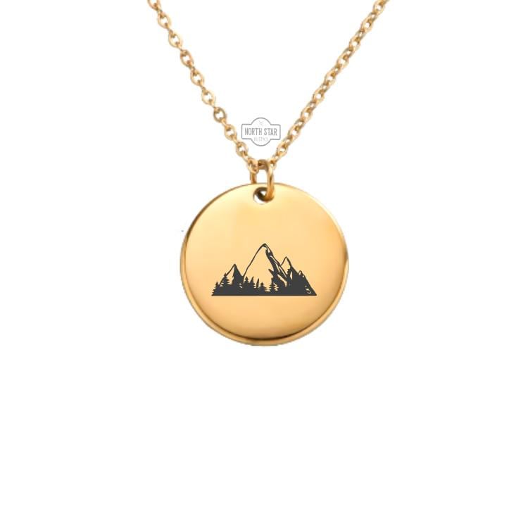 Mountains Necklace - Mountain Peak Hiker Gold or Silver Minimalist Dainty Engraved Custom Pendant Charm Jewelry - Personalized Gift for Her