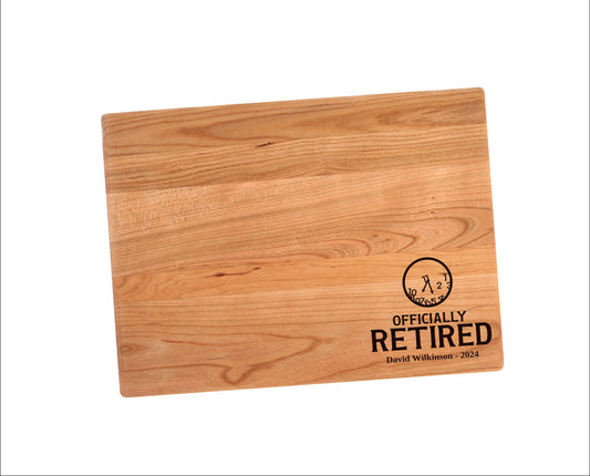 Officially Retired Broken Clock Cutting Board | Retirement Gift Charcuterie Board | Custom Serving Tray | Happily Retired