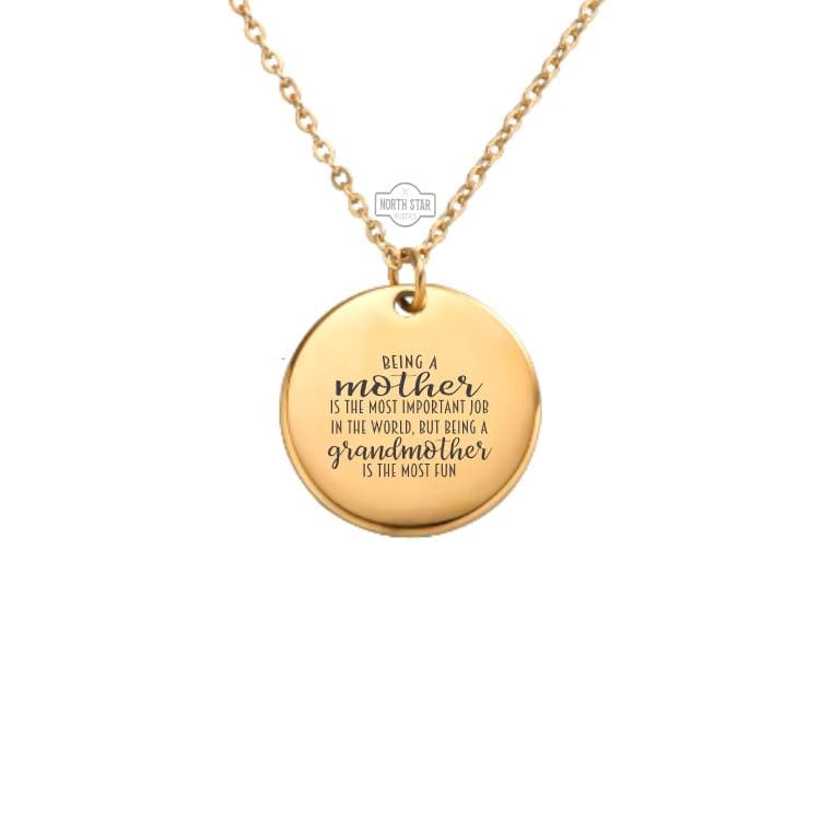 Being A Mother Grandmother Definition Necklace - Gold or Silver Minimalist Dainty Engraved Custom Pendant Charm Jewelry - Personalized Gift