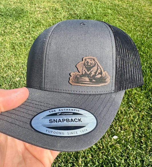 Beaver Hat – Trucker or Snapback Cap with Beaver Design – Rustic Outdoor Hat for Nature Lovers, Wildlife Fans, and Camp Life Style