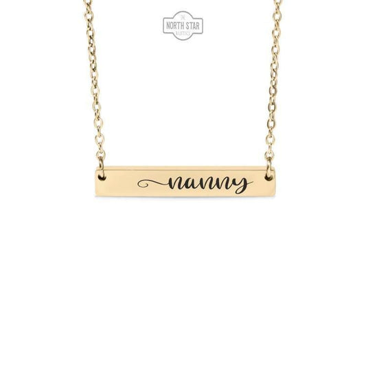 Nanny Bar Necklace or Keychain – Gift from Grandkids – Engraved Jewelry for Nanny – Sweet and Simple Grandma Keepsake