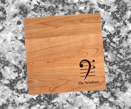 Bass Clef Cutting Board |  Music Instrument Charcuterie Board | Custom Serving Tray | Personalized Housewarming Closing Gift | Music Gift