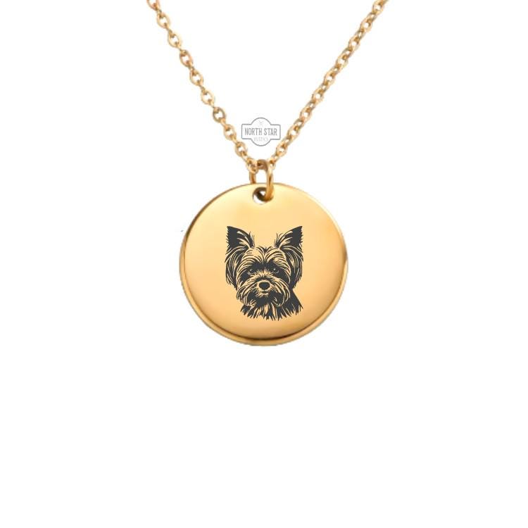 Yorkshire Terrier Dog Necklace - Puppy Gold or Silver Minimalist Dainty Engraved Custom Pendant Charm Jewelry - Personalized Gift For Her