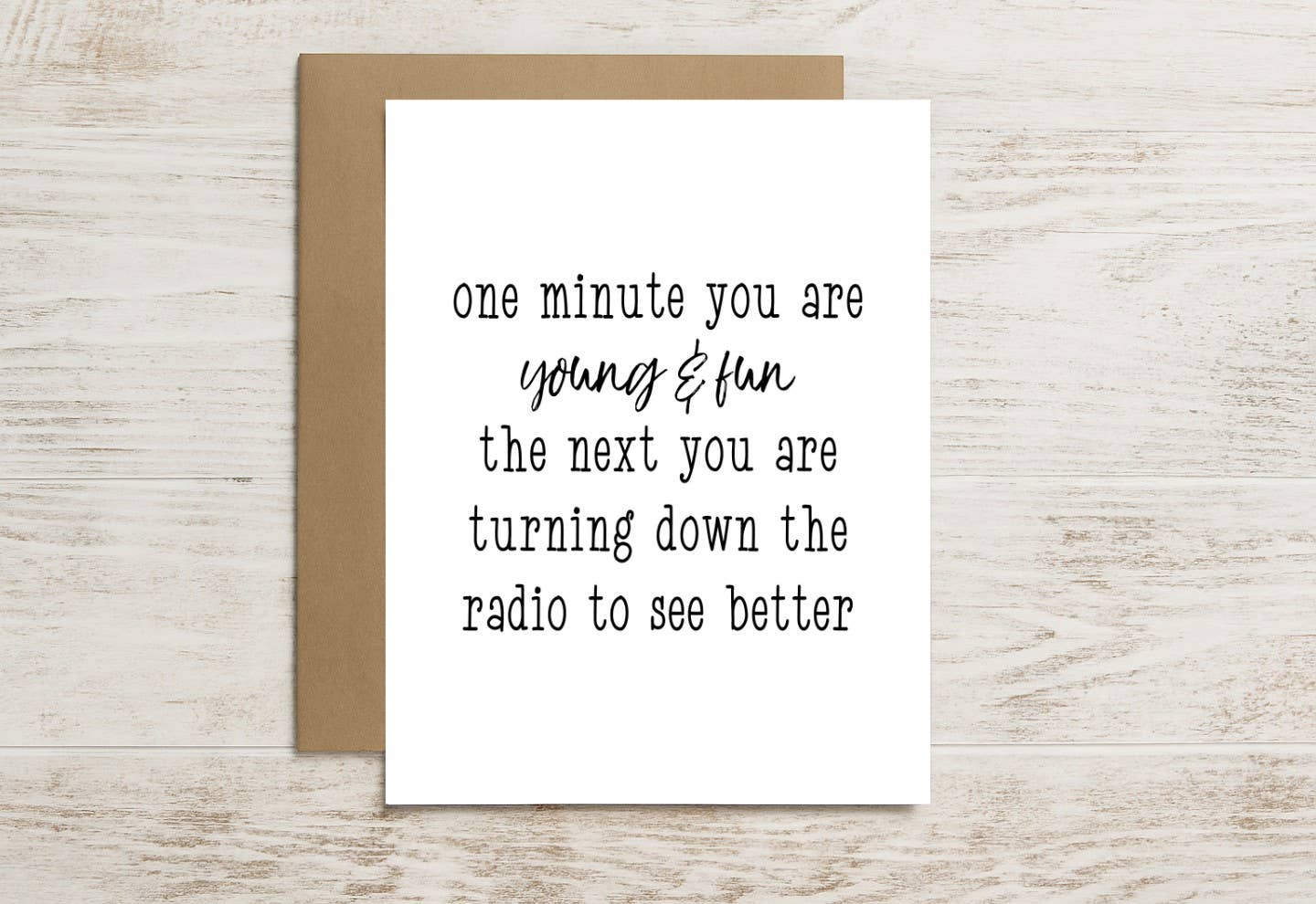 Funny Aging Card – Turning Down the Radio to See Better