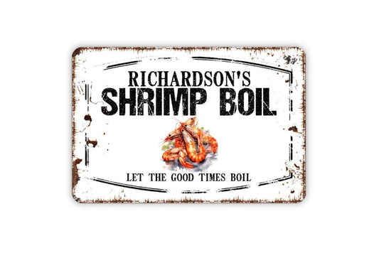 Personalized Shrimp Boil Sign - Custom Your Name Metal Sign Wall Art Indoor Or Outdoor