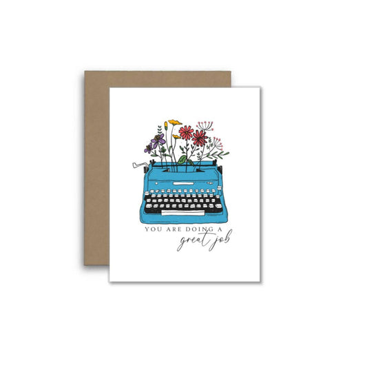 You Are Doing a Great Job – Vintage Typewriter Floral Card