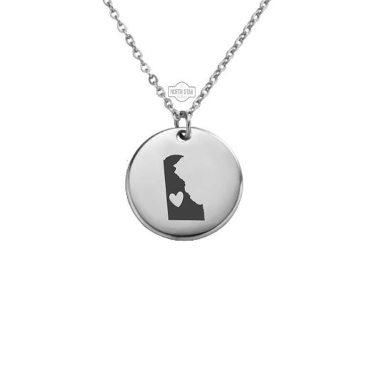 Delaware Necklace – Gold or Silver State Outline Charm – Personalized DE Gift – Custom Jewelry Keepsake – Keychain Available
