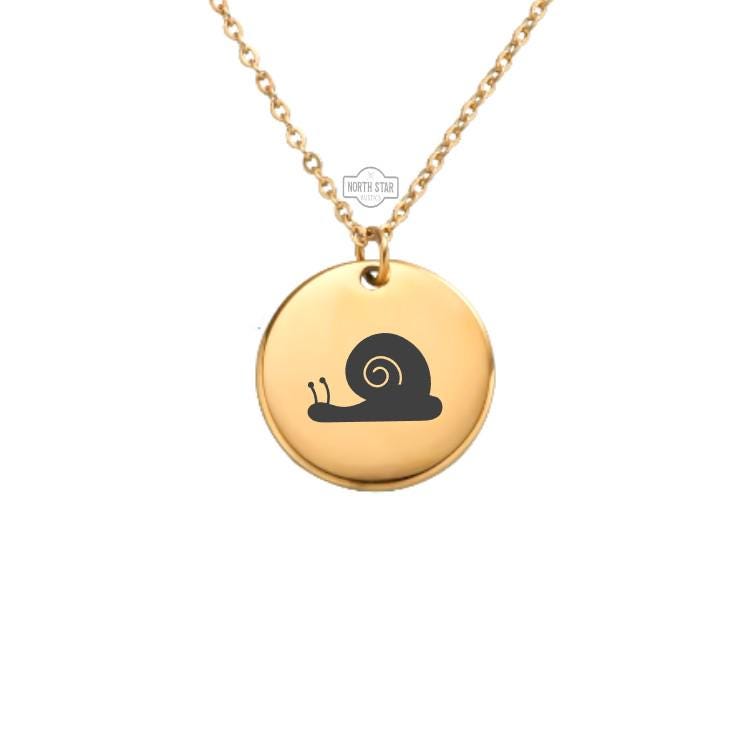 Snail Necklace - Animal Gold or Silver Minimalist Dainty Engraved Custom Pendant Charm Jewelry - Personalized Gift for Her