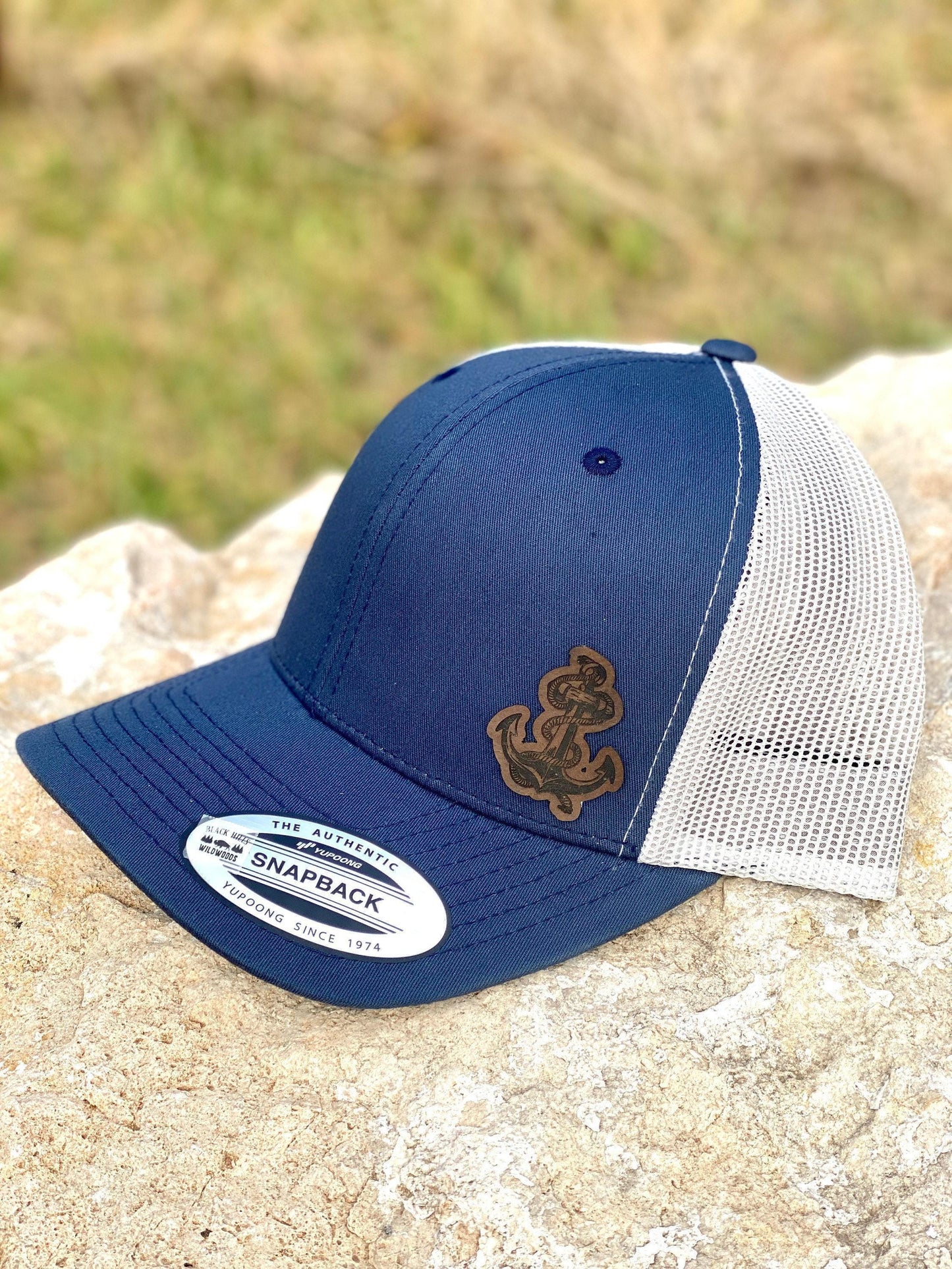 Nautical Hat Snapback Trucker – Engraved Patch Anchor & Rope Cap, Boat Lover Gift, Coastal Style Hat for Sailing or Lake Days