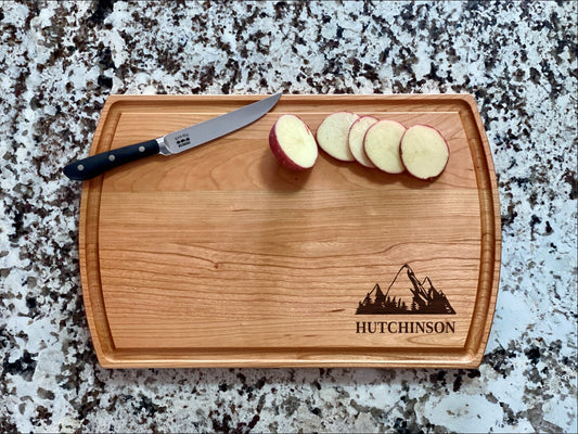 Mountain Range Peaks Cutting Board | Mountain Charcuterie Board | Grill Custom Serving Tray | Personalized House Closing Gift | Cabin Gift