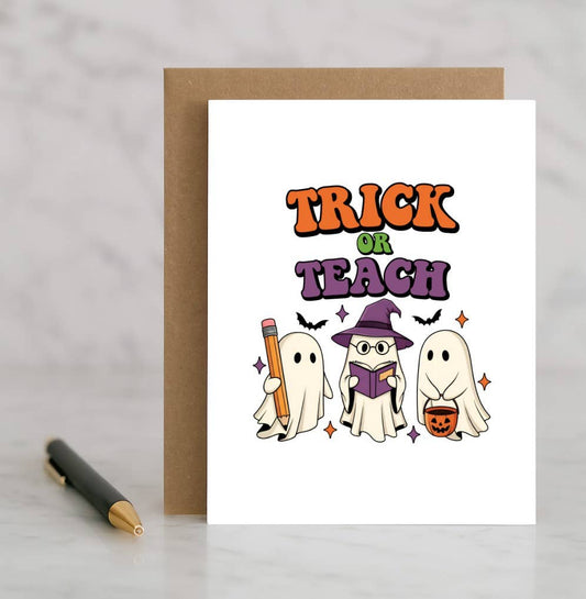 Trick or Teach Card – Funny Halloween Teacher Card – Cute Sp