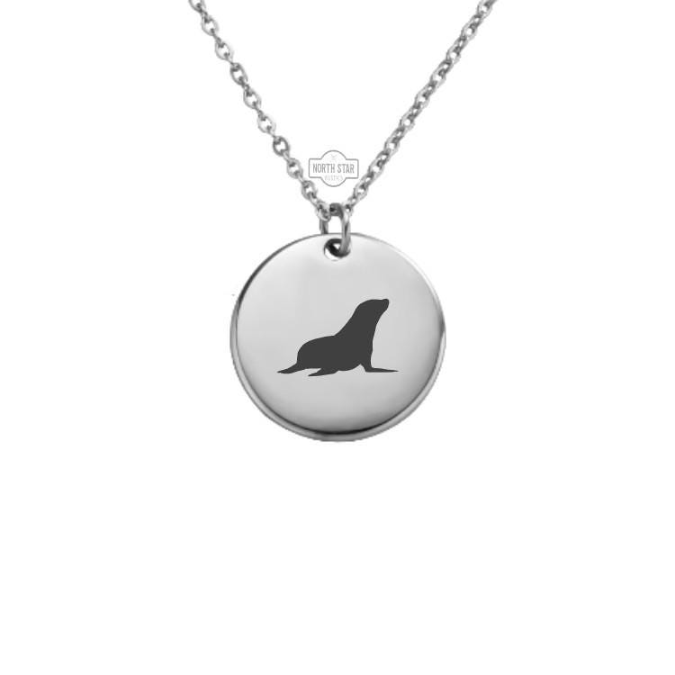 Sea Lion Necklace - Animal Marine Wildlife Gold or Silver Minimalist Dainty Engraved Custom Pendant Charm Jewelry - Personalized Gift