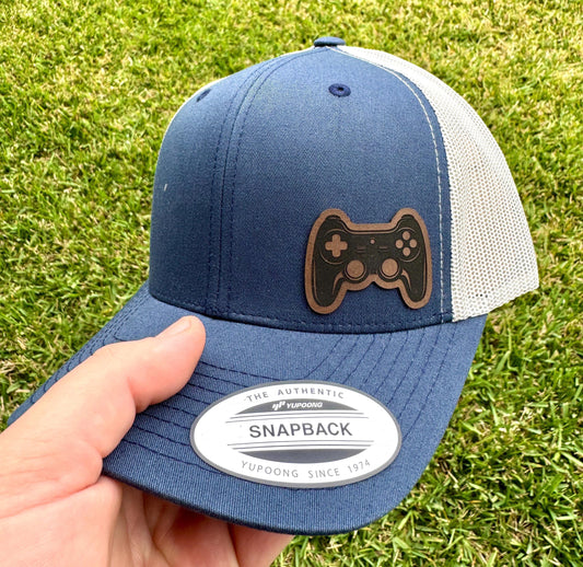 Video Game Controller  Hat – Snapback Trucker Cap – Gamer Gift – Engraved  – Retro Gaming Style Hat
